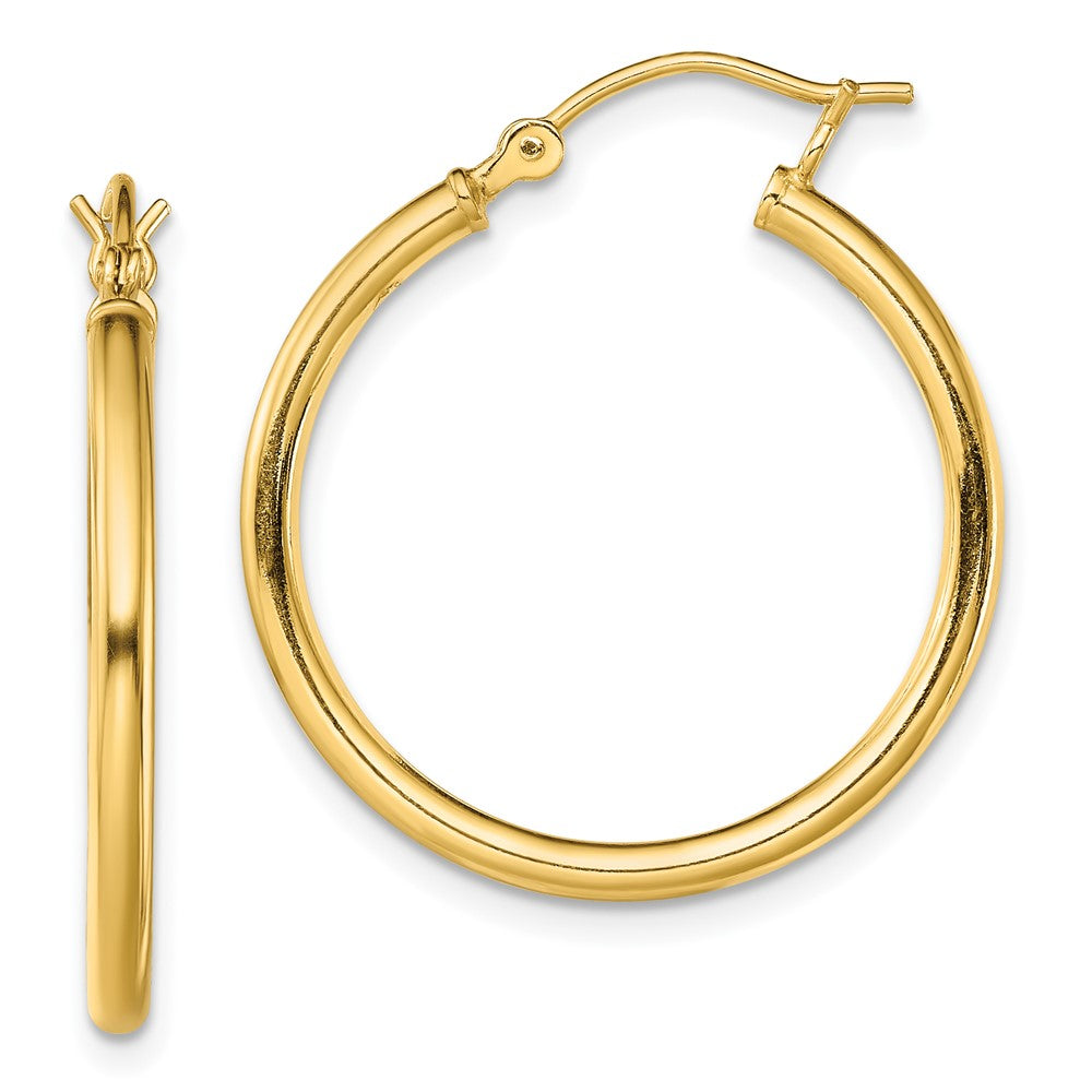 Sterling Silver Gold-Tone Polished 2x25mm Hoop Earrings, 25 x 2 mm