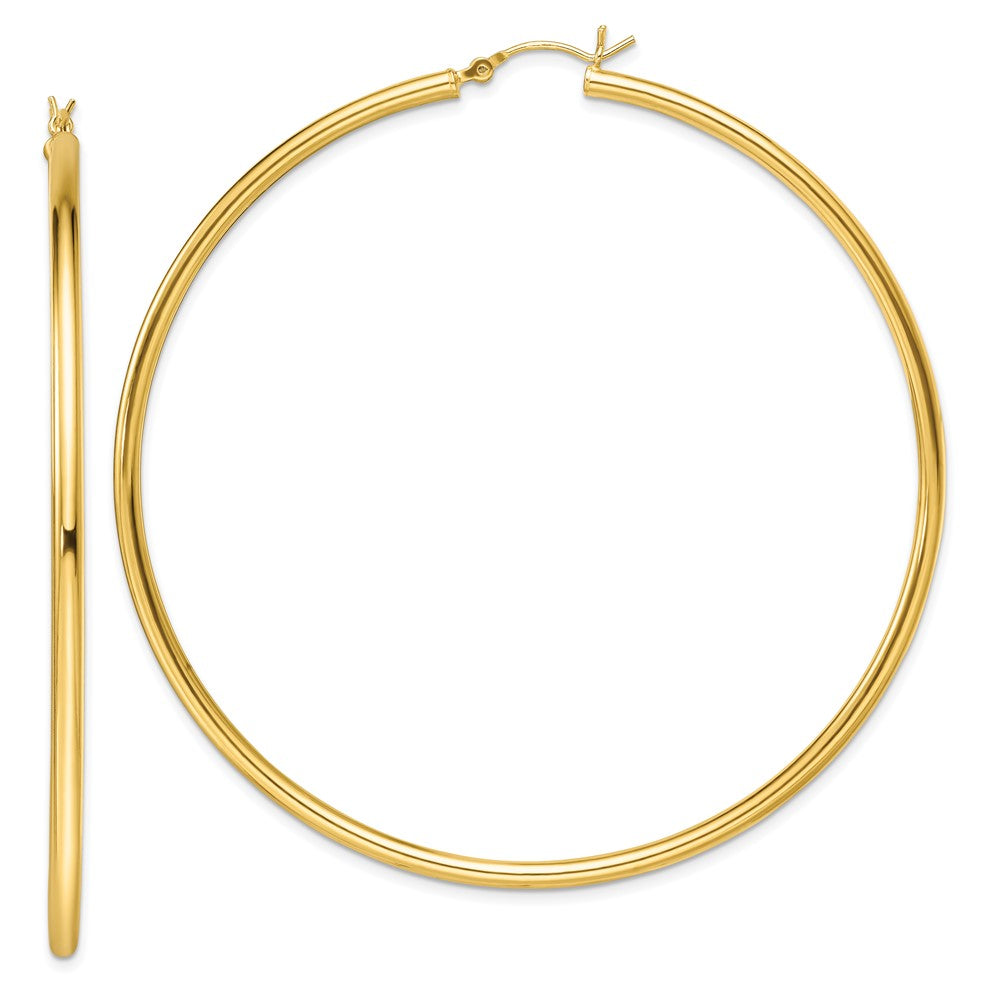 Sterling Silver Gold-Tone Polished 2.5x70mm Hoop Earrings, 70 x 2.5 mm