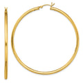 Sterling Silver Gold-Tone Polished 2.5x60mm Hoop Earrings, 60 x 2.5 mm