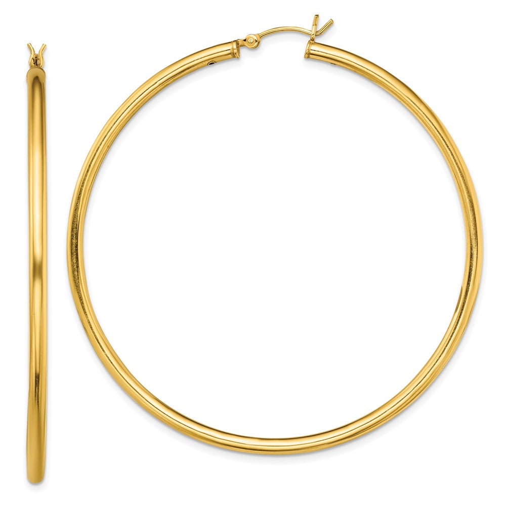 Sterling Silver Gold-Tone Polished 2.5x60mm Hoop Earrings, 60 x 2.5 mm
