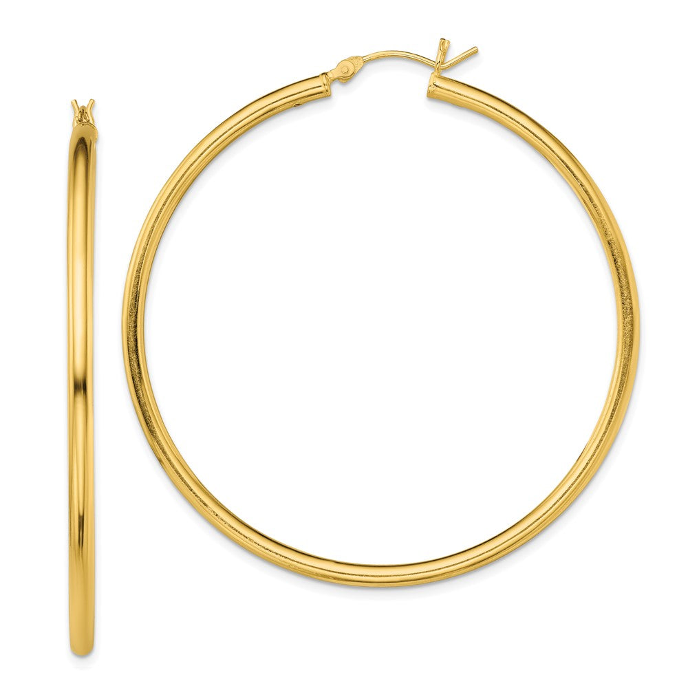 Sterling Silver Gold-Tone Polished 2.5x55mm Hoop Earrings, 55 x 2.5 mm
