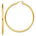 Sterling Silver Gold-Tone Polished 3x65mm Hoop Earrings, 65 x 3 mm