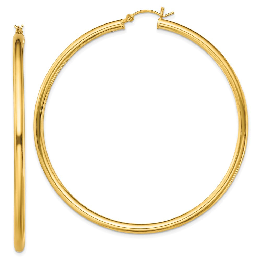 Sterling Silver Gold-Tone Polished 3x65mm Hoop Earrings, 65 x 3 mm
