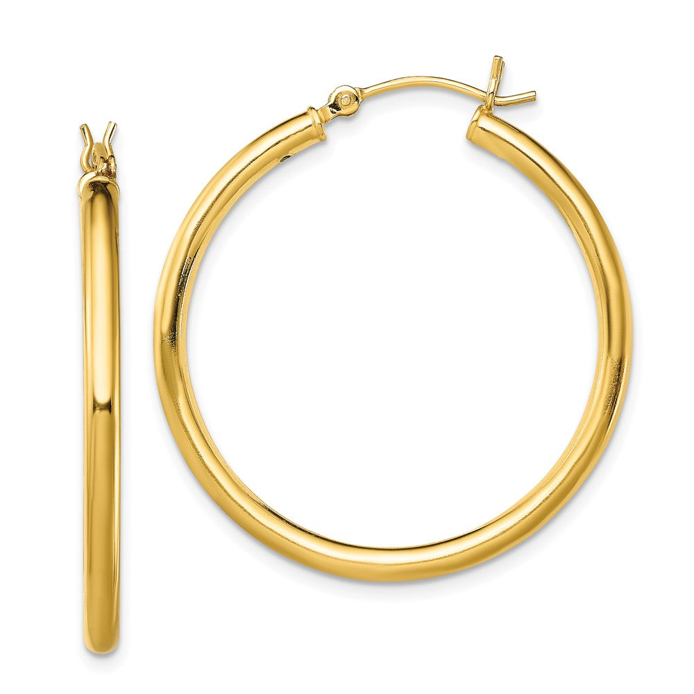 Sterling Silver Gold-Tone Polished 2.5x35mm Hoop Earrings, 35 x 2.5 mm