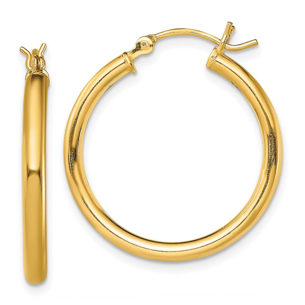Sterling Silver Gold-Tone Polished 2.5x25mm Hoop Earrings, 25 x 2.5 mm