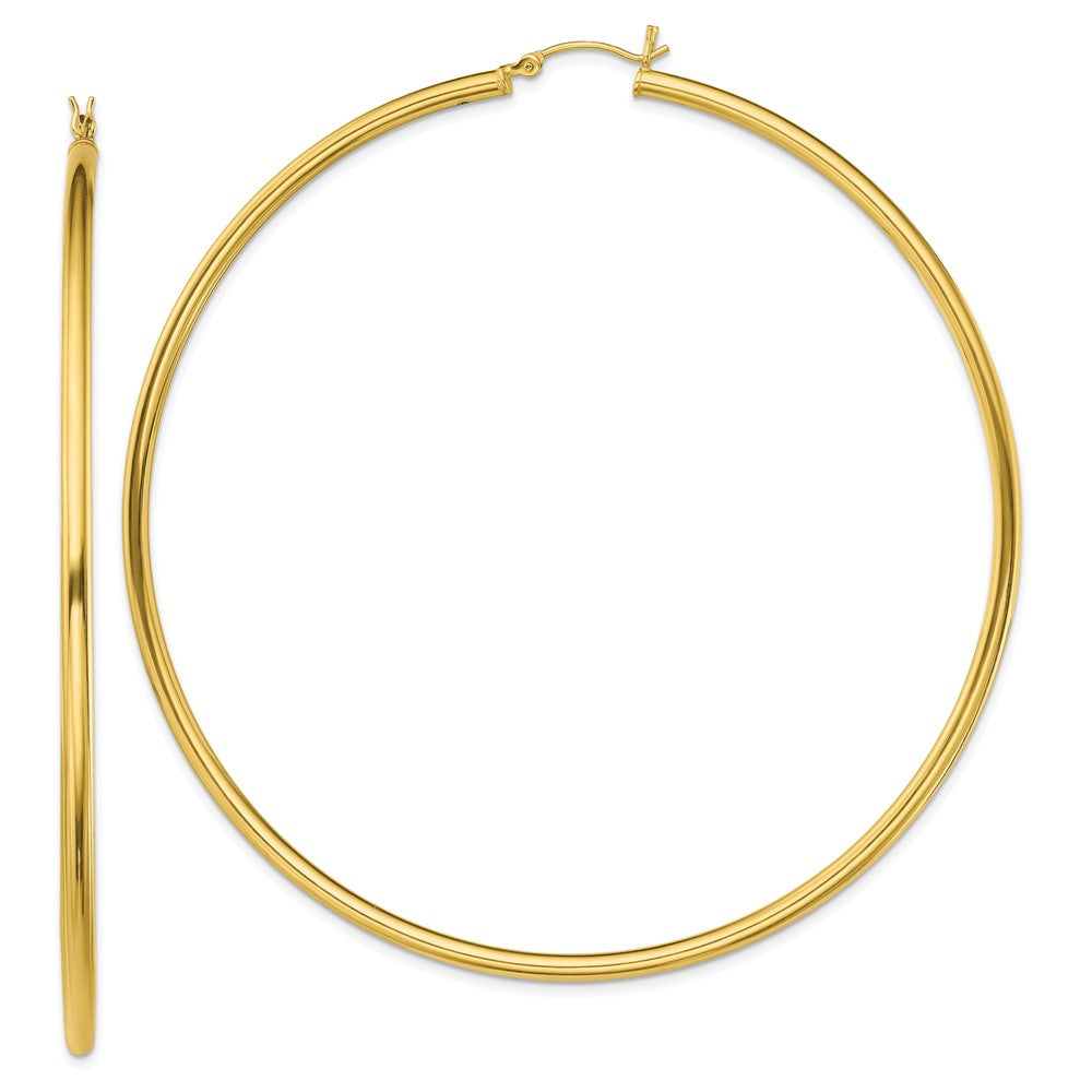 Sterling Silver Gold-Tone Polished 2.5x80mm Hoop Earrings, 80 x 2.5 mm