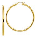 Sterling Silver Gold-Tone Polished 2.5x50mm Hoop Earrings, 50 x 2.5 mm