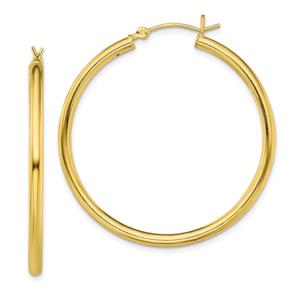 Sterling Silver Gold-Tone Polished 2.5x40mm Hoop Earrings, 40 x 2.5 mm