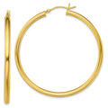 Sterling Silver Gold-Tone Polished 3x50mm Hoop Earrings, 50 x 3 mm