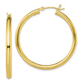 Sterling Silver Gold-Tone Polished 3x40mm Hoop Earrings, 40 x 3 mm