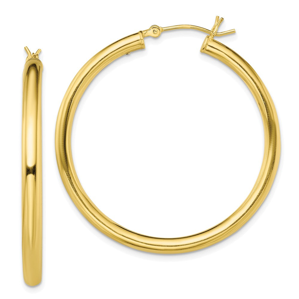 Sterling Silver Gold-Tone Polished 3x40mm Hoop Earrings, 40 x 3 mm