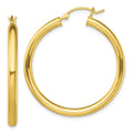 Sterling Silver Gold-Tone Polished 3x35mm Hoop Earrings, 35 x 3 mm