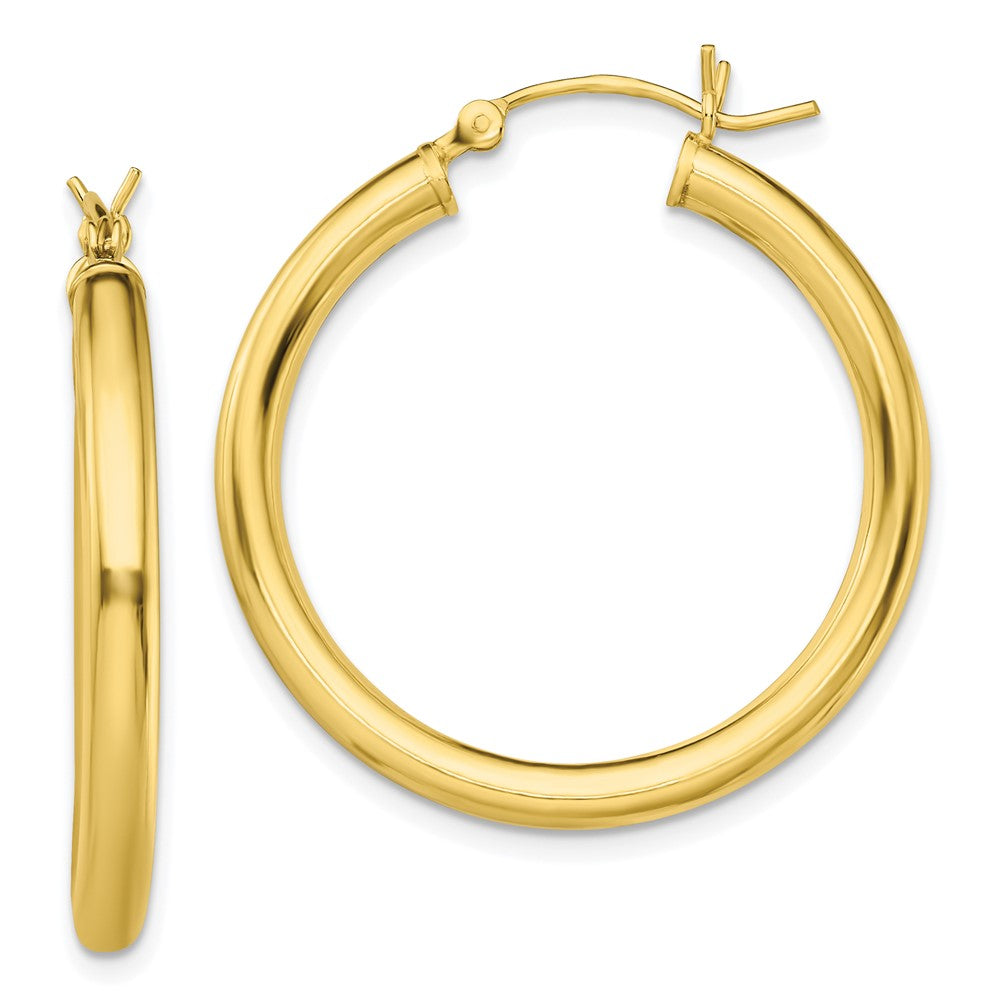 Sterling Silver Gold-Tone Polished 3x30mm Hoop Earrings, 30 x 3 mm