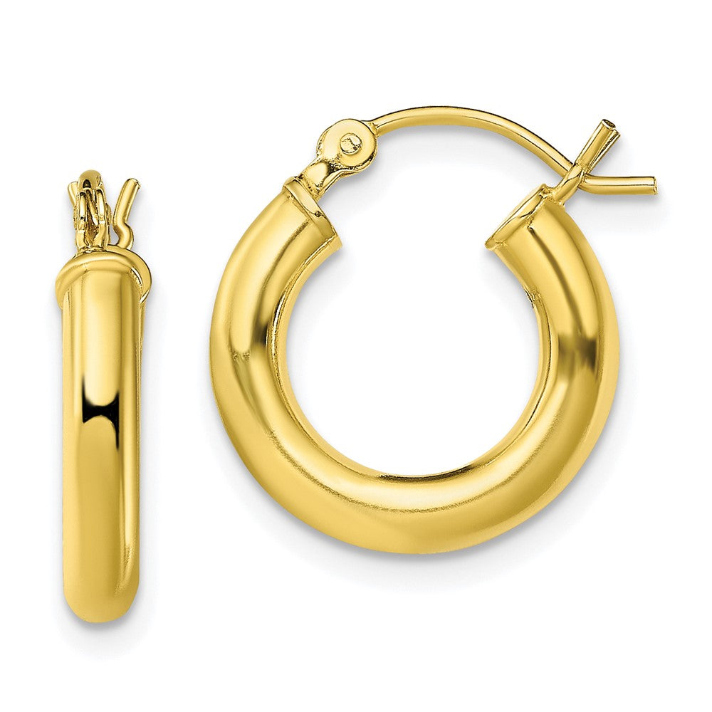 Sterling Silver Gold-Tone Polished 3x15mm Hoop Earrings, 15 x 3 mm