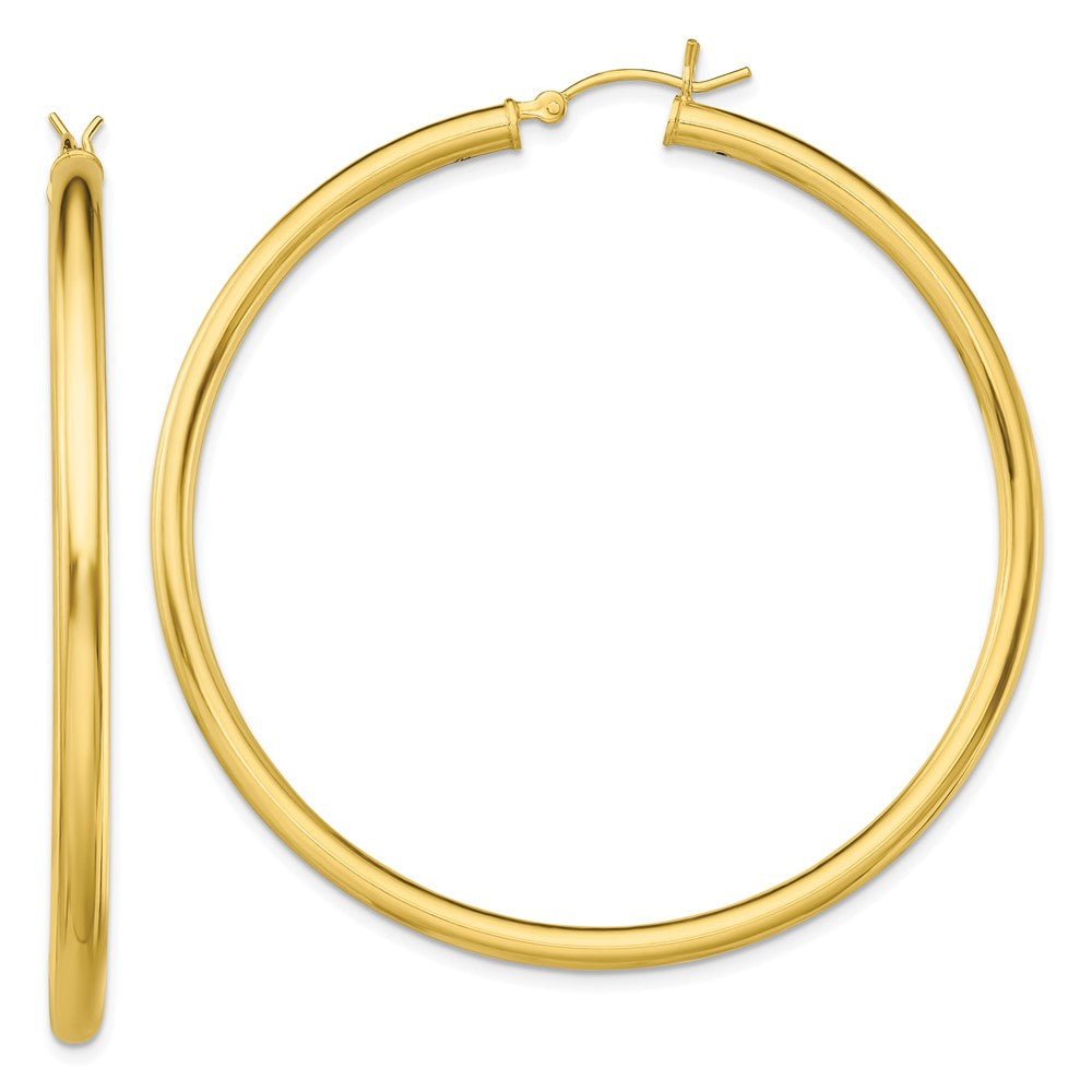 Sterling Silver Gold-Tone Polished 3x55mm Hoop Earrings, 55 x 3 mm