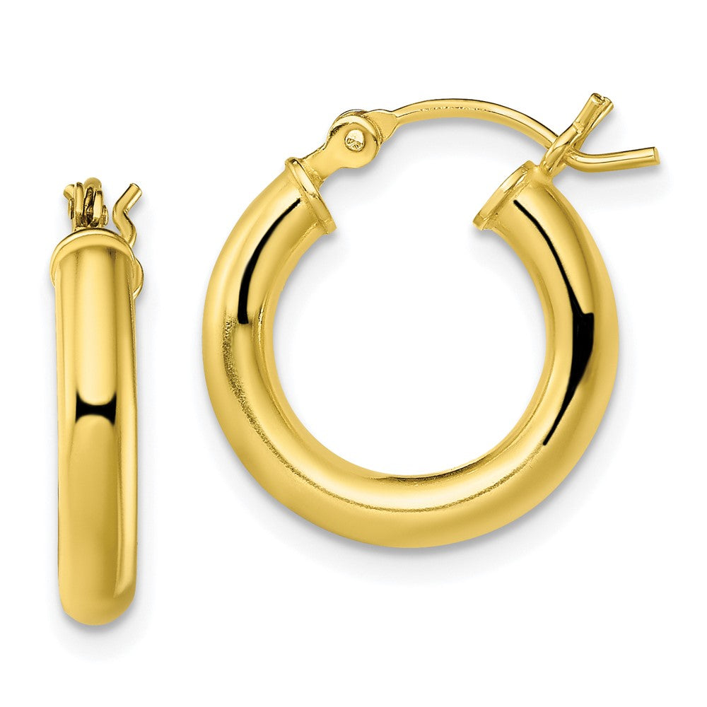 Sterling Silver Gold-Tone Polished 3x16mm Hoop Earrings, 16 x 3 mm