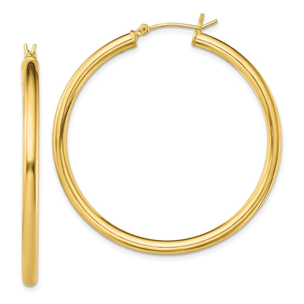 Sterling Silver Gold-Tone Polished 3x45mm Hoop Earrings, 45 x 3 mm
