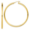 Sterling Silver Gold-Tone Polished 3x60mm Hoop Earrings, 60 x 3 mm