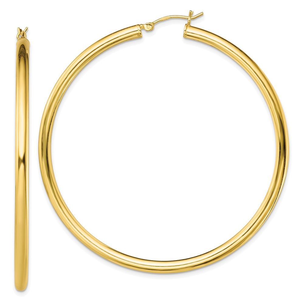 Sterling Silver Gold-Tone Polished 3x60mm Hoop Earrings, 60 x 3 mm