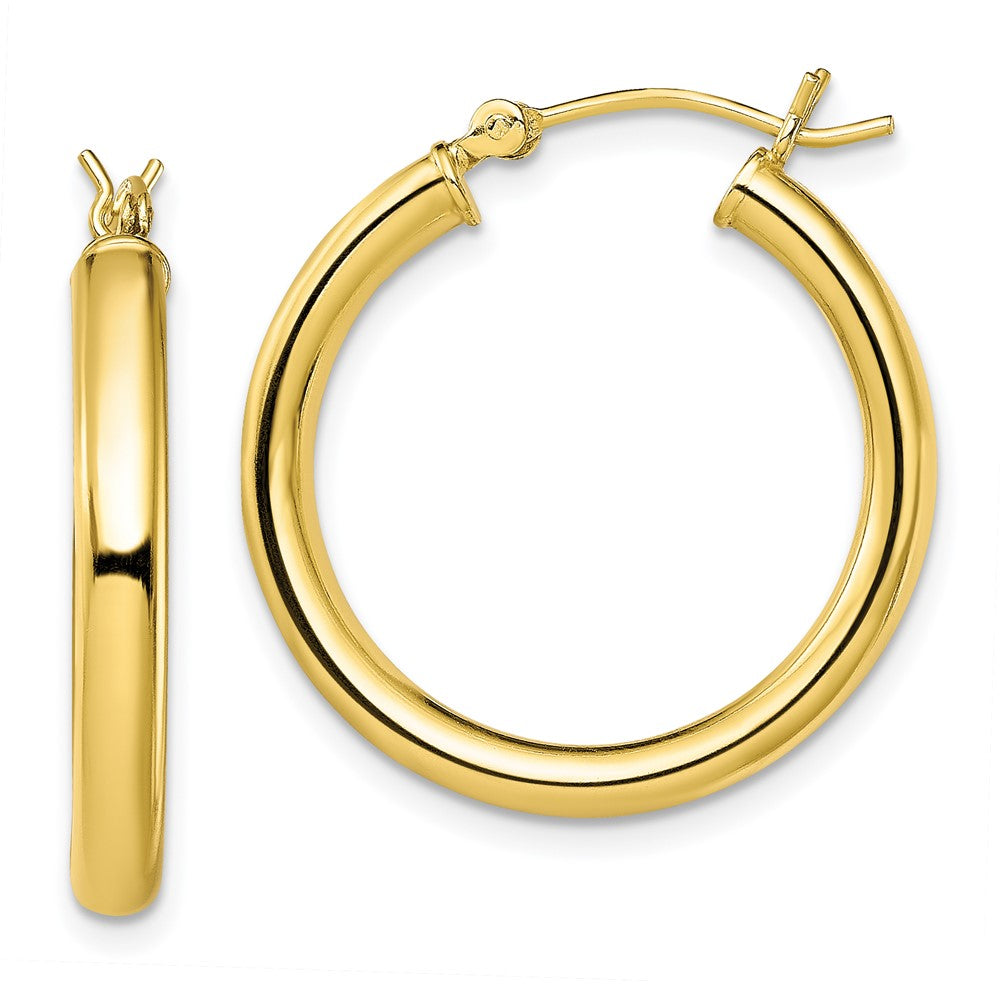 Sterling Silver Gold-Tone Polished 3x25mm Hoop Earrings, 25 x 3 mm
