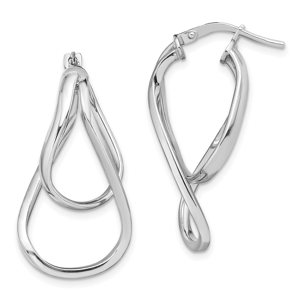 Sterling Silver Rhodium-plated Double Twisted Hoop Earrings, 31.9 x 13.2 mm