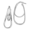 Sterling Silver Rhodium-plated Twisted Double Oval Hoop Earrings, 34.3 x 16.1 mm