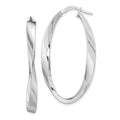 Sterling Silver Rhodium-plated Polished & Twisted Oval Hoop Earrings, 43.8 x 24.1 mm