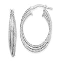 Sterling Silver Rhodium-plated Polished and Textured Triple Hoops, 32.4 x 20.9 mm