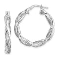 Sterling Silver Rhodium-plated 4mm Twisted Hoop Earrings, 29.5 x 4 mm