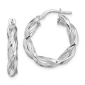 Sterling Silver Rhodium-plated 4mm Twisted Hoop Earrings, 24 x 4 mm