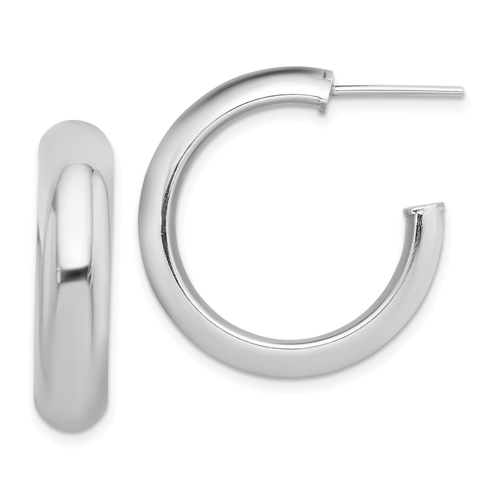 Sterling Silver Rhodium-plated Polished 6mm Post Hoops, 25.25 x 6 mm