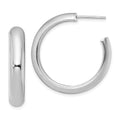 Sterling Silver Rhodium-plated Polished 6mm Post Hoops, 30.5 x 6 mm