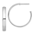 Sterling Silver Rhodium-plated Polished 3.8mm Post Hoops, 28 x 3.8 mm
