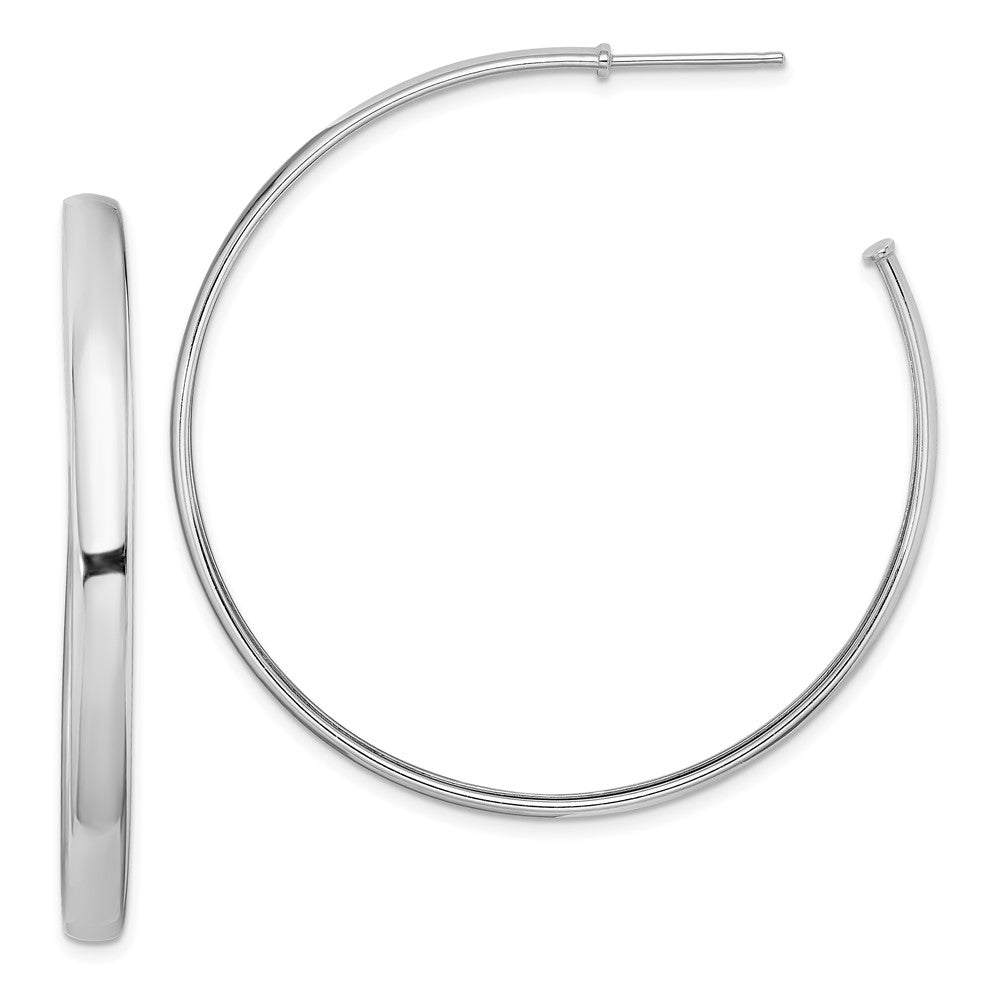 Sterling Silver Rhodium-plated Polished 3.8mm Post Hoops, 47 x 3.8 mm