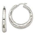 Sterling Silver Polished & Pebbled Round Hoop Earrings, 38.1 x 35.6 mm