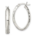 Sterling Silver Polished Diamond-cut Edge 4.25mm Oval Hoop Earrings, 25.8 x 17.5 mm
