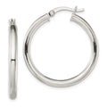 Sterling Silver Polished 3.5mm Round Hoop Earrings, 31.6 x 29.9 mm