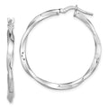 Sterling Silver Rhodium-plated Polished Twisted 2.5x30mm Hoop Earrings, 30 x 2.5 mm