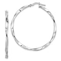 Sterling Silver Rhodium-plated Polished Twisted 2.5x40mm Hoop Earrings, 40 x 2.5 mm