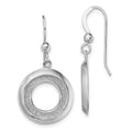 Sterling Silver RH-plated Enamel Glitter Fabric Circle Dangle Earrings, 35.1 x 17.5 mm
