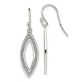 Sterling Silver Polished Enamel Glitter Fabric Marquise Dangle Earrings, 35.8 x 10 mm