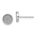 Sterling Silver Rhodium-plated Enamel Glitter Fabric Round Post Earrings, 7.1 x 7.1 mm