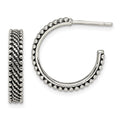 Sterling Silver Antiqued Hoop Post Earrings, 18.2 x 18.2 mm