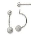 Sterling Silver Polished Laser-cut Bead Jackets w/Button Earrings, 18 x 12 mm