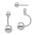 Sterling Silver Rhodium-plated Front and Back Ball Post Earrings, 23 x 14 mm