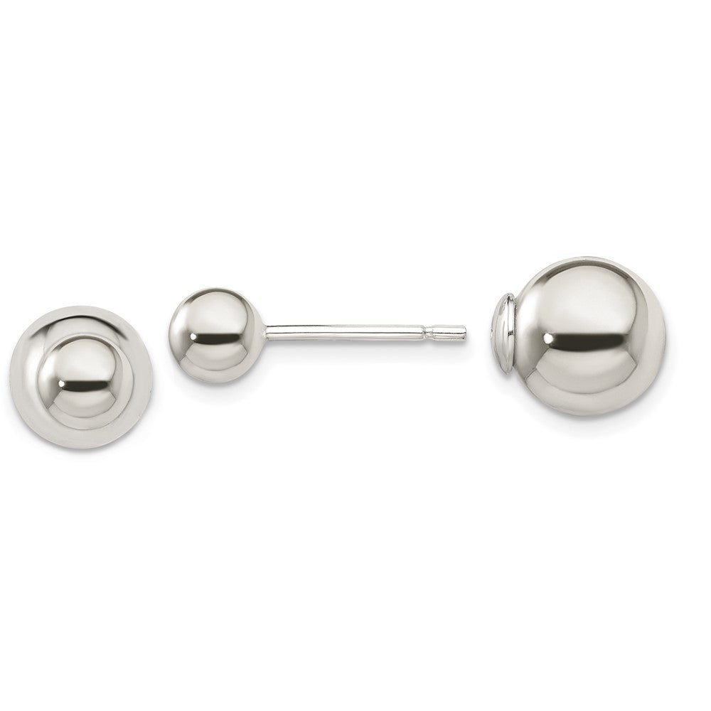 Sterling Silver Polished 6mm/10mm Ball Front Back Post Earrings, 5.9 x 5.9 mm