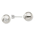 Sterling Silver Polished w/6mm CZ Front Back Post Earrings, 6 x 6 mm