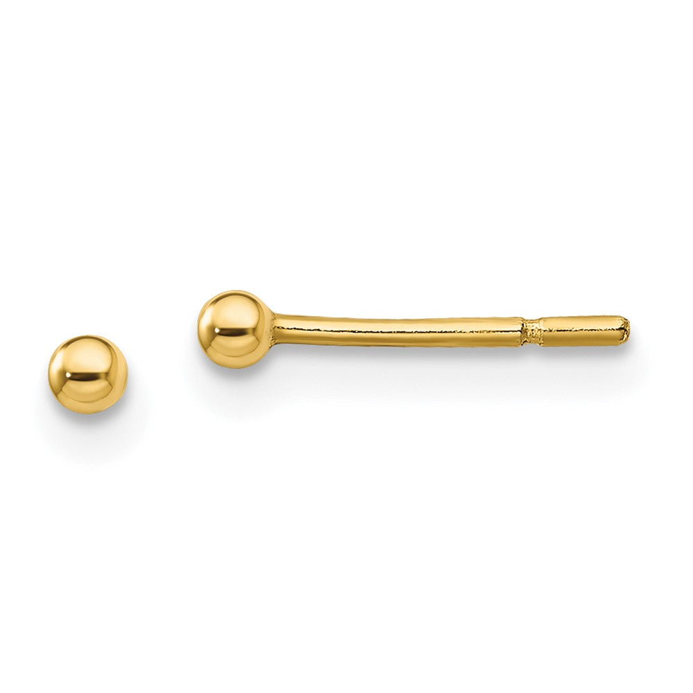 Sterling Silver Gold-Tone Polished 2mm Ball Post Earrings, 2 x 2 mm