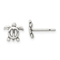 Sterling Silver Antiqued Turtle Post Earrings, 7.75 x 8.5 mm