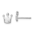Sterling Silver Rhodium-plated CZ Crown Post Earrings, 7.5 x 7.2 mm
